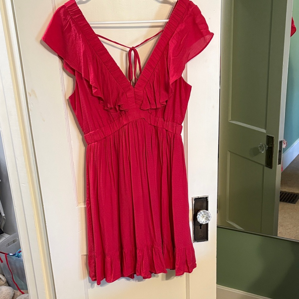 Red Ruffled V-Neck Dress from Buckle